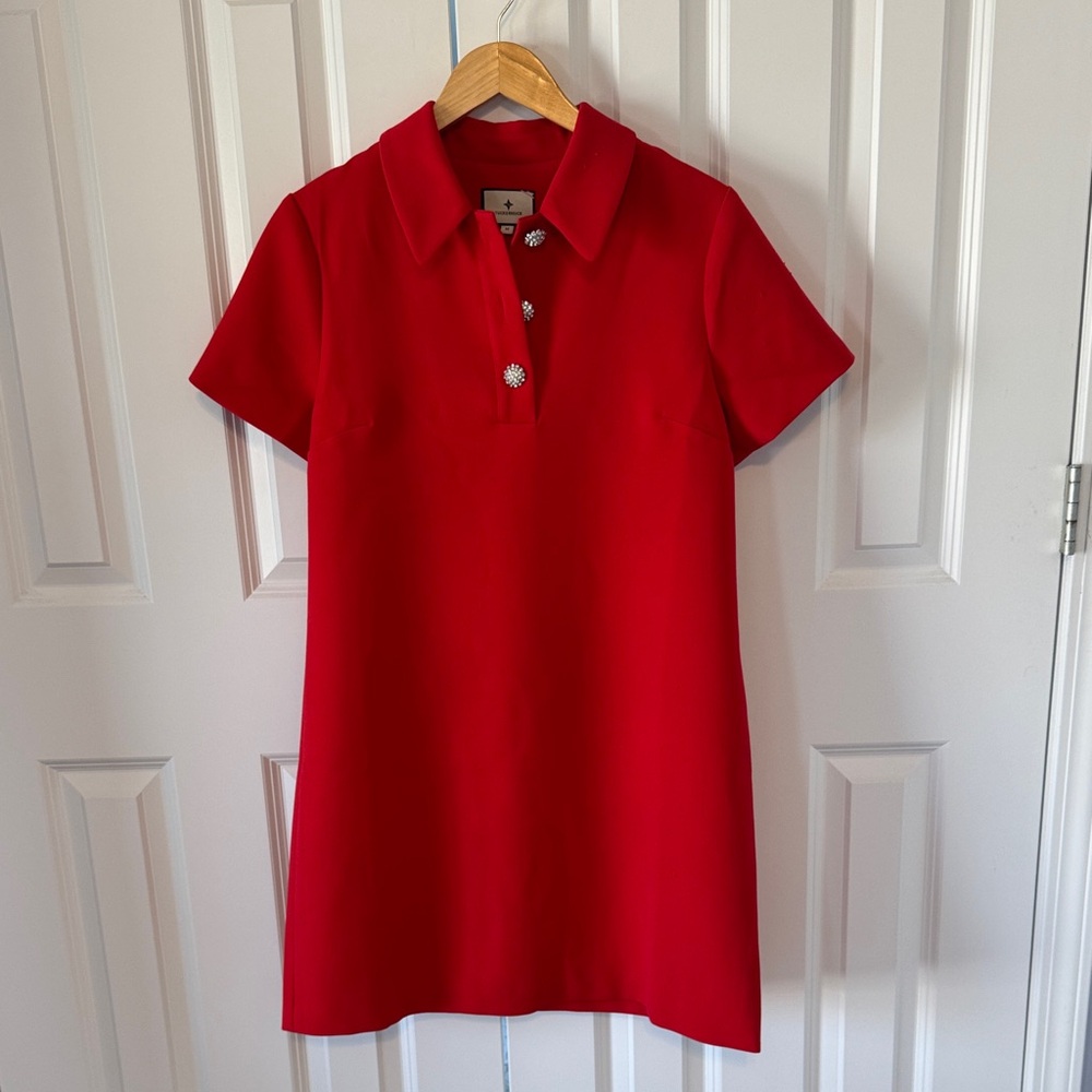 Tuckernuck Scarlet Mini Dress with Rhinestone Buttons
